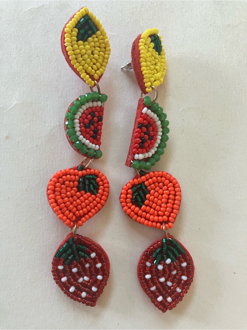 Colorful Fruit Beaded Drop Earrings - Mixed Colors